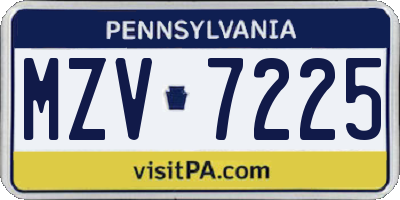 PA license plate MZV7225