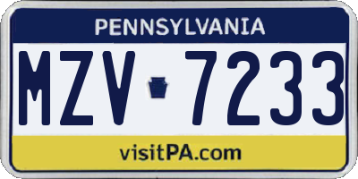 PA license plate MZV7233