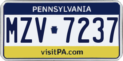 PA license plate MZV7237
