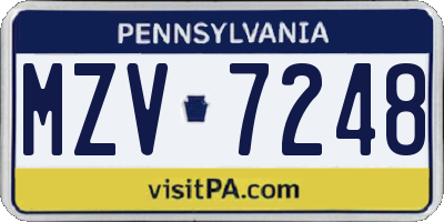 PA license plate MZV7248