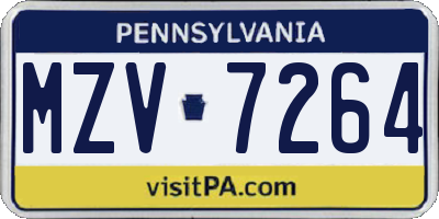 PA license plate MZV7264