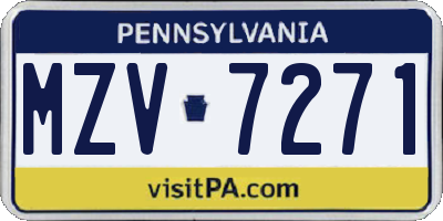 PA license plate MZV7271