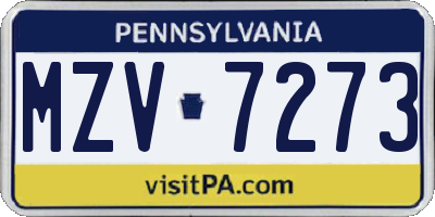 PA license plate MZV7273