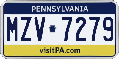 PA license plate MZV7279