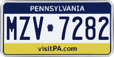 PA license plate MZV7282