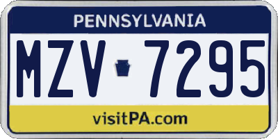 PA license plate MZV7295
