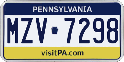 PA license plate MZV7298