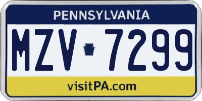 PA license plate MZV7299