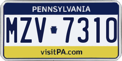 PA license plate MZV7310