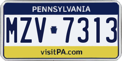 PA license plate MZV7313