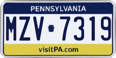 PA license plate MZV7319