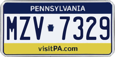 PA license plate MZV7329
