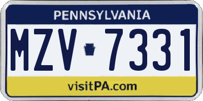 PA license plate MZV7331