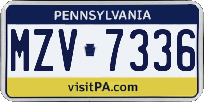 PA license plate MZV7336