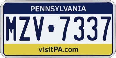 PA license plate MZV7337