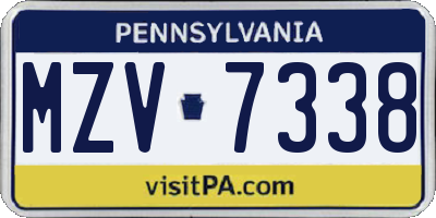 PA license plate MZV7338
