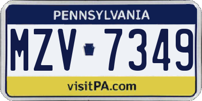 PA license plate MZV7349