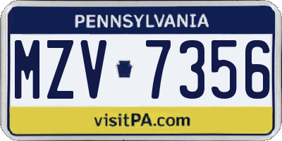 PA license plate MZV7356