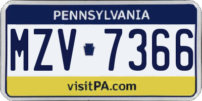 PA license plate MZV7366