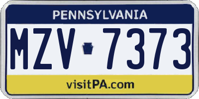 PA license plate MZV7373