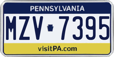 PA license plate MZV7395