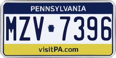 PA license plate MZV7396