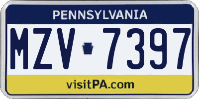 PA license plate MZV7397