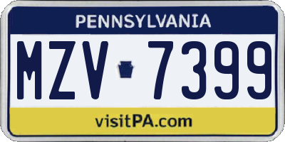 PA license plate MZV7399