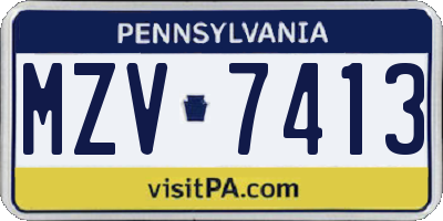 PA license plate MZV7413