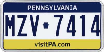 PA license plate MZV7414