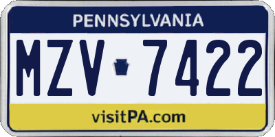 PA license plate MZV7422