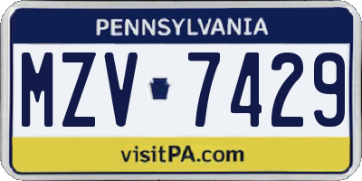 PA license plate MZV7429