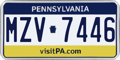 PA license plate MZV7446