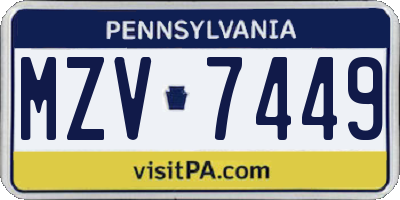 PA license plate MZV7449