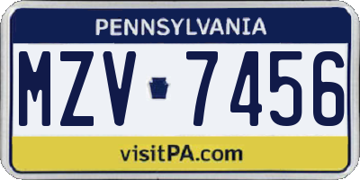 PA license plate MZV7456