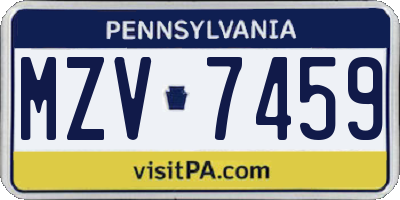 PA license plate MZV7459