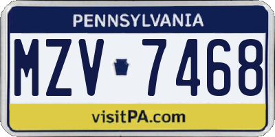 PA license plate MZV7468