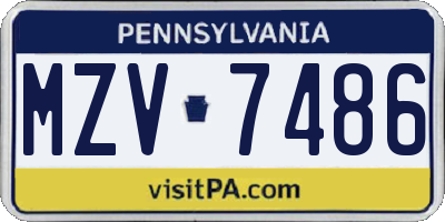 PA license plate MZV7486