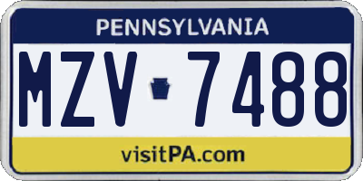 PA license plate MZV7488