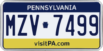 PA license plate MZV7499