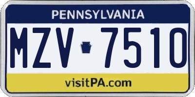 PA license plate MZV7510
