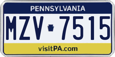PA license plate MZV7515