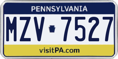 PA license plate MZV7527