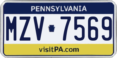 PA license plate MZV7569
