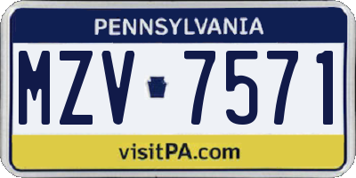 PA license plate MZV7571