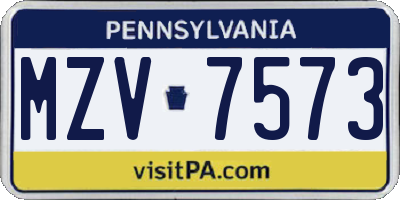 PA license plate MZV7573