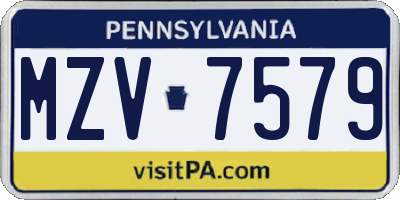 PA license plate MZV7579