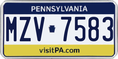 PA license plate MZV7583