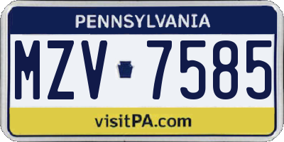 PA license plate MZV7585