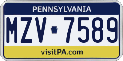 PA license plate MZV7589